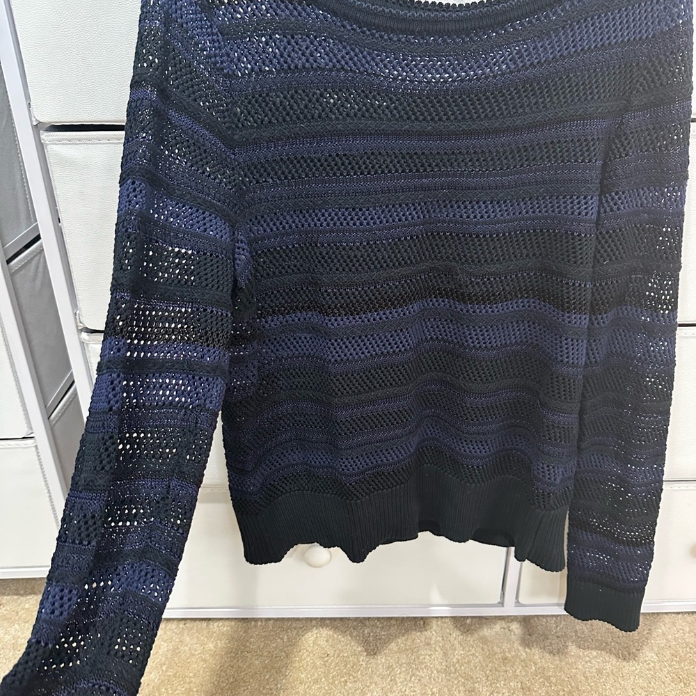 rag & bone Black and Blue Striped Sweater